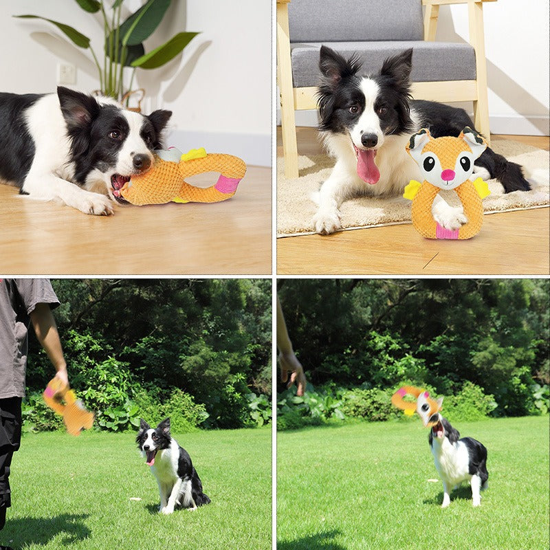 Dog toys make sounds and interact with ears to tease dogs relieve