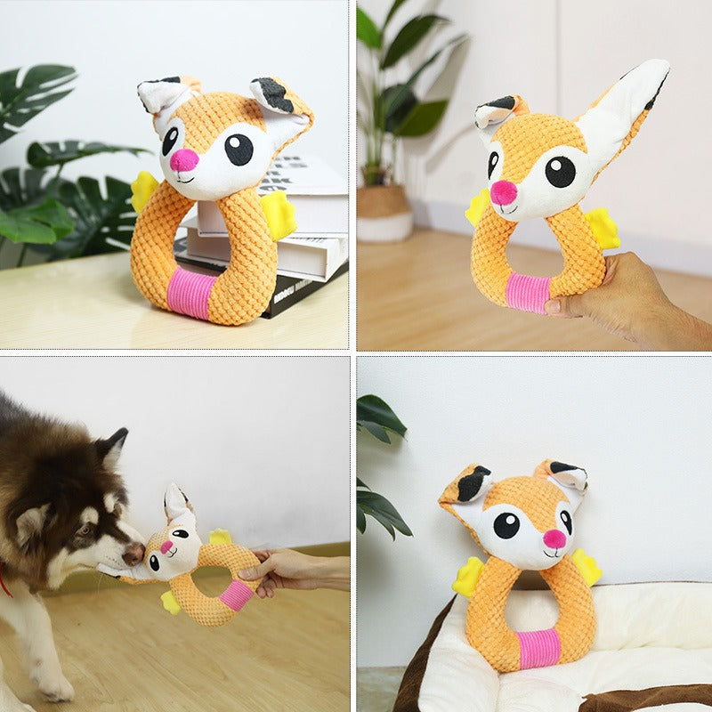 Dog toys make sounds and interact with ears to tease dogs relieve