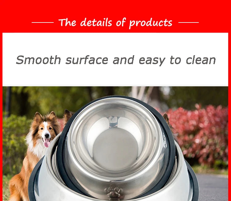 6 Size Pet Dog Cat Bowls Stainless Steel Feeding Feeder Water Bowl for Pet Dog Cats Puppy Outdoor Food Dish XS/S/M/L/XL/XXL