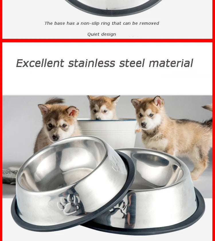 6 Size Pet Dog Cat Bowls Stainless Steel Feeding Feeder Water Bowl for Pet Dog Cats Puppy Outdoor Food Dish XS/S/M/L/XL/XXL