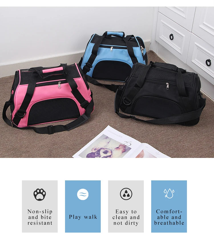 Cat Bags Portable Dog Carrier Bag Mesh Breathable Carrier Bags for Small Dogs Foldable Cats Handbag Travel Pet Bag Transport Bag