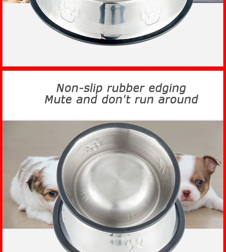 6 Size Pet Dog Cat Bowls Stainless Steel Feeding Feeder Water Bowl for Pet Dog Cats Puppy Outdoor Food Dish XS/S/M/L/XL/XXL