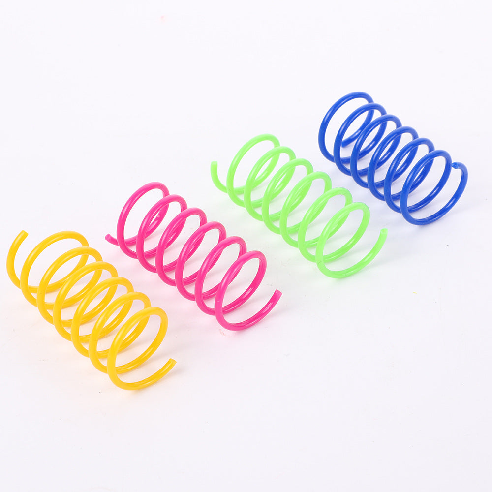 4/8/12pcs Cat Large Color Plastic Spring Toy Beating Dog Samll Toy Interactive Funny Kitten Good Supplies Accessories Home