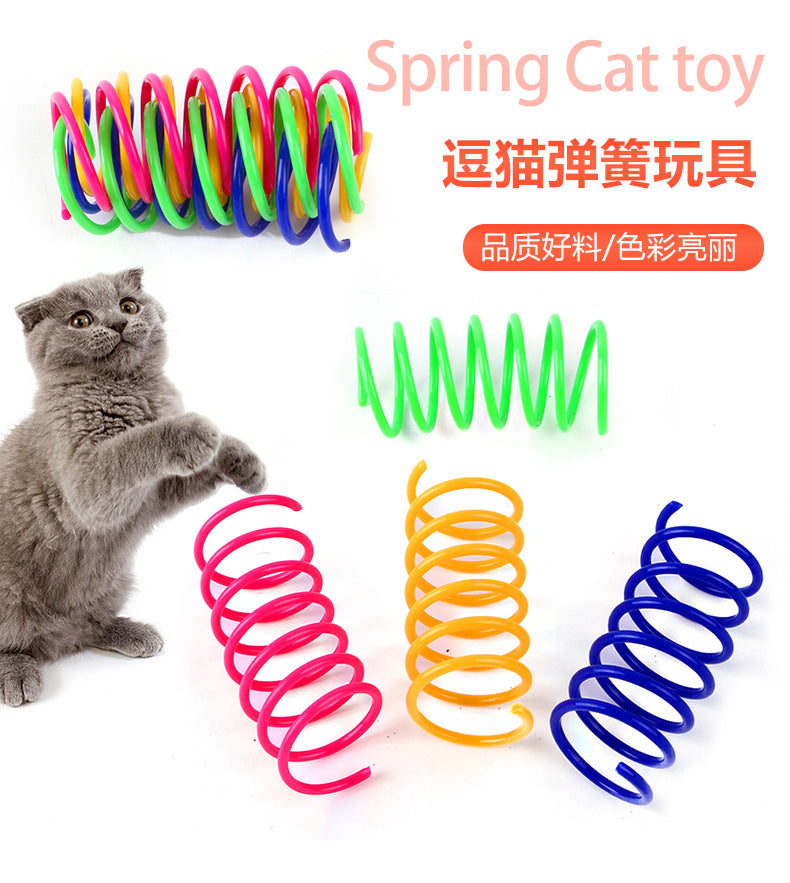 4/8/12pcs Cat Large Color Plastic Spring Toy Beating Dog Samll Toy Interactive Funny Kitten Good Supplies Accessories Home