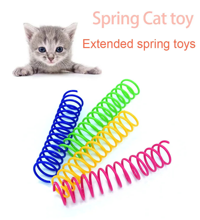 4/8/12pcs Cat Large Color Plastic Spring Toy Beating Dog Samll Toy Interactive Funny Kitten Good Supplies Accessories Home