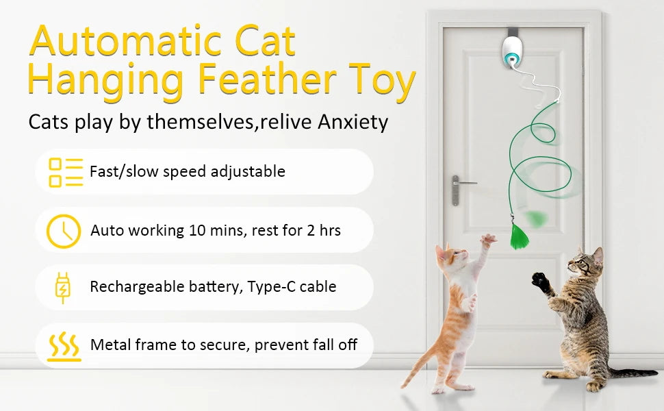 Electric Cat Toy Rope Automatic Teaser Cat String Toys Hanging Door Interactive Kitten Game Toy Random Swing Cat Catching Sticks