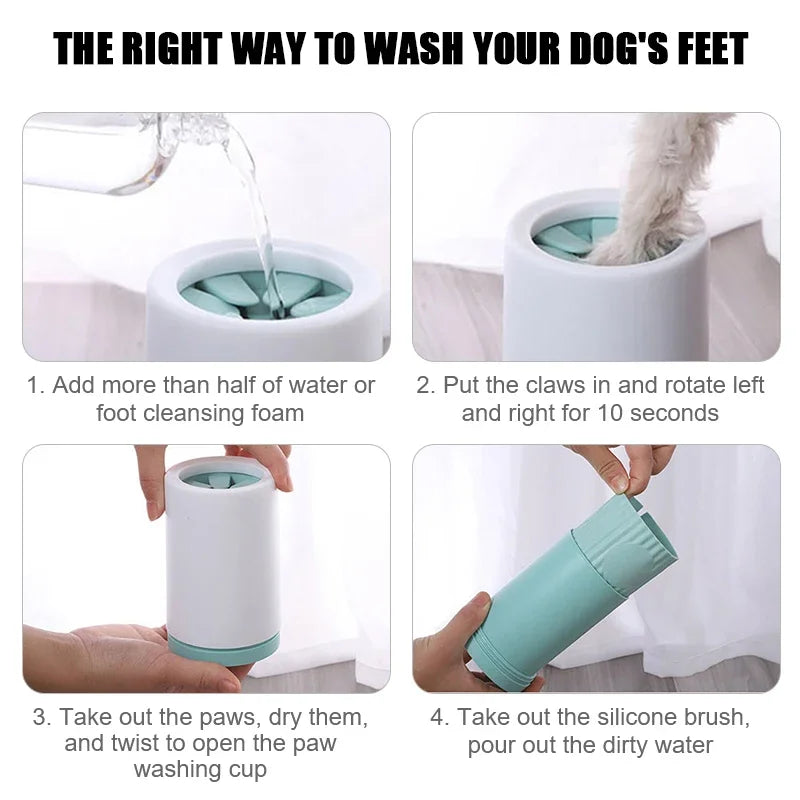 Automatic Pet Foot Washer Cup Silicone Soft Foot Cup Cat Foot Cleaning Bucket Dog Paw Cleaner Cup Manual Quick Feet Wash Cleaner