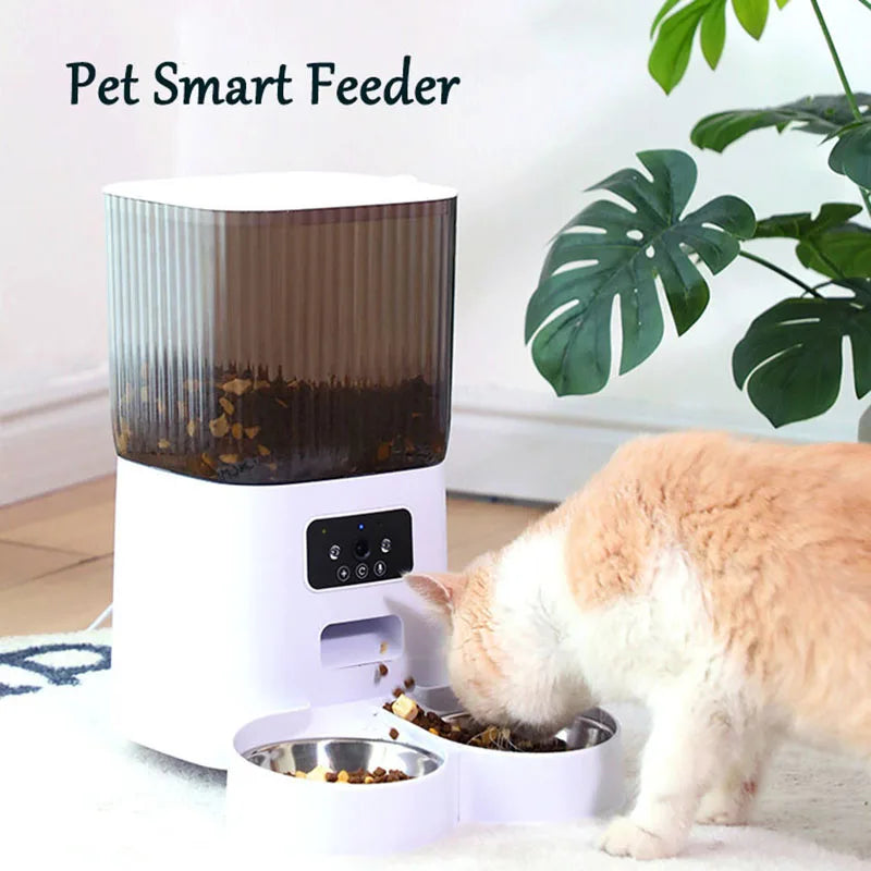 5L Automatic Feeder Cats WiFi with Camera HD Smart Interactive Pet Food Dispenser Timer Stainless Steel Bowl Auto Dog Feeder