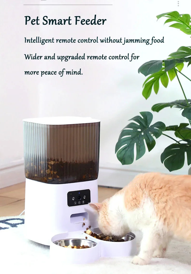 5L Automatic Feeder Cats WiFi with Camera HD Smart Interactive Pet Food Dispenser Timer Stainless Steel Bowl Auto Dog Feeder