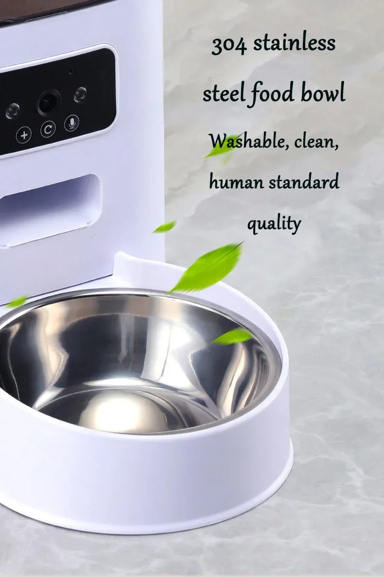 5L Automatic Feeder Cats WiFi with Camera HD Smart Interactive Pet Food Dispenser Timer Stainless Steel Bowl Auto Dog Feeder