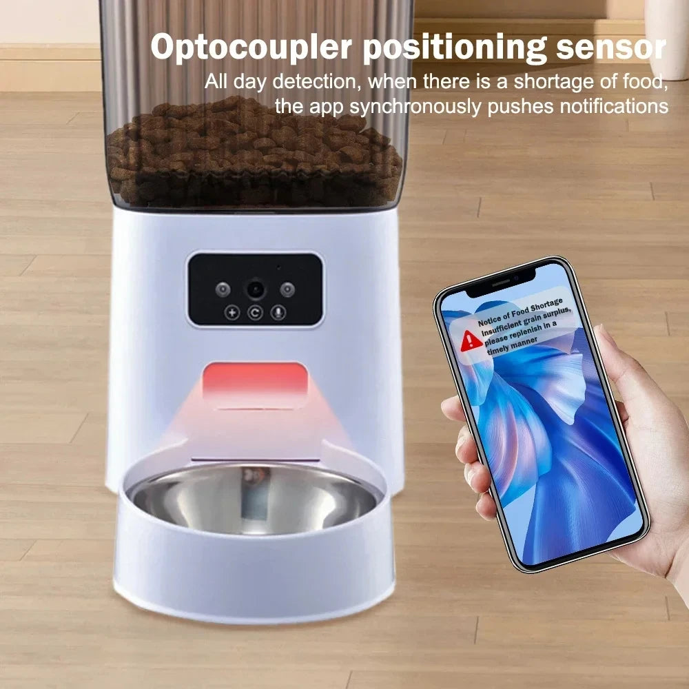 5L Automatic Feeder Cats WiFi with Camera HD Smart Interactive Pet Food Dispenser Timer Stainless Steel Bowl Auto Dog Feeder