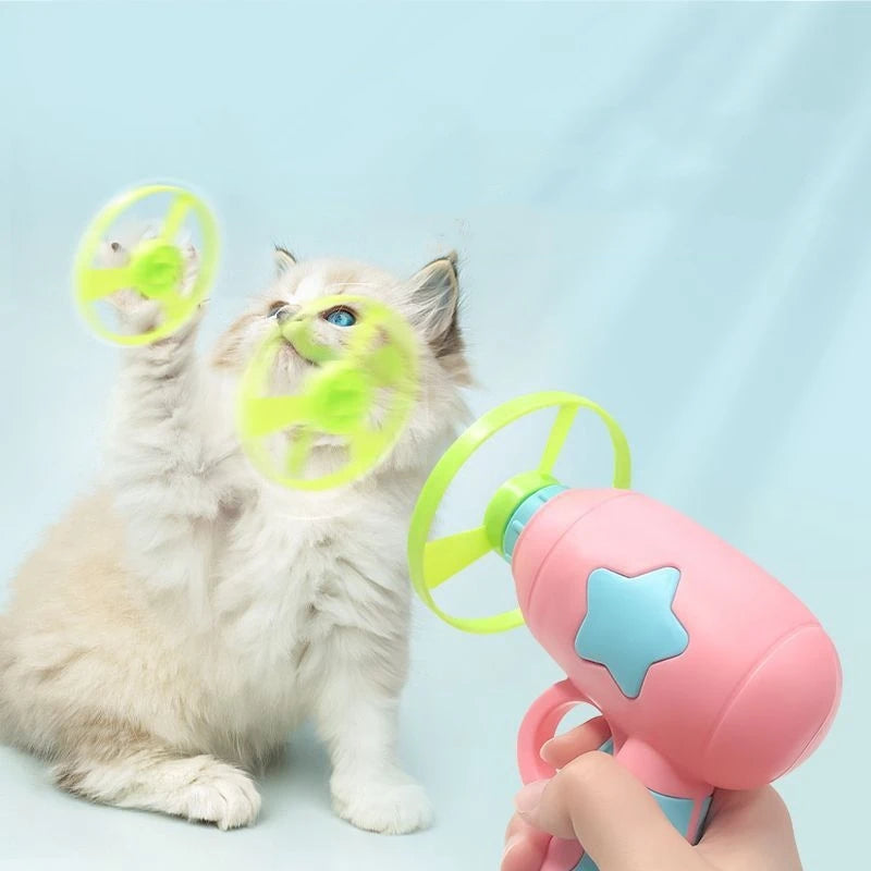 1 Set Cat Toy Interactive Pet Play Training Launcher 15pcs Flying Discs With Slight Sound Kitten Playing Toy Pet Cat Accessories