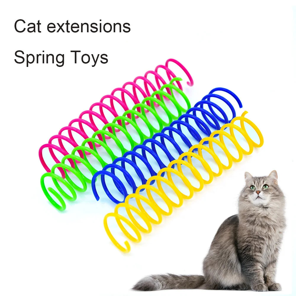 4/8/12pcs Cat Large Color Plastic Spring Toy Beating Dog Samll Toy Interactive Funny Kitten Good Supplies Accessories Home