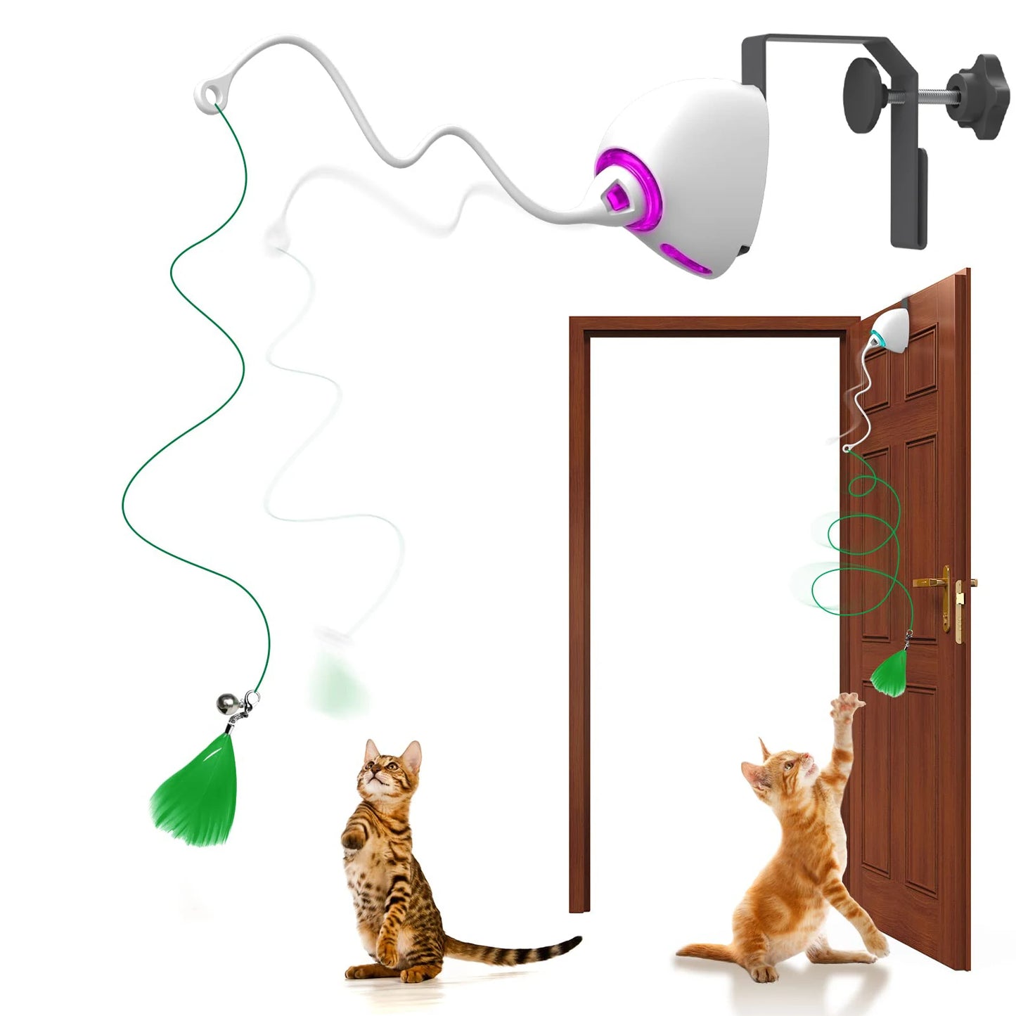 Electric Cat Toy Rope Automatic Teaser Cat String Toys Hanging Door Interactive Kitten Game Toy Random Swing Cat Catching Sticks