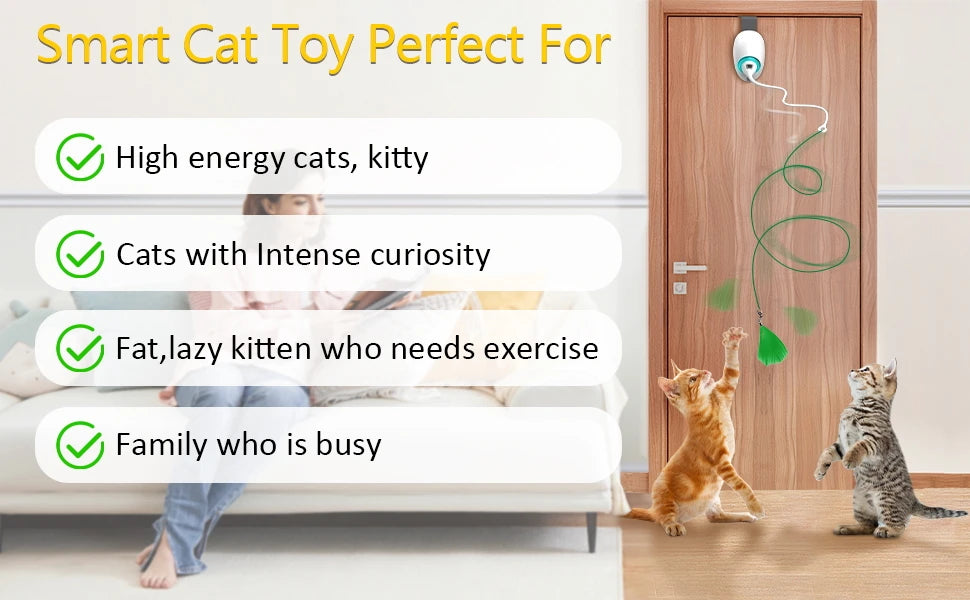 Electric Cat Toy Rope Automatic Teaser Cat String Toys Hanging Door Interactive Kitten Game Toy Random Swing Cat Catching Sticks