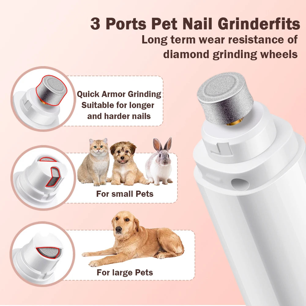 Dog Nail Drill 2-Speed Electric Rechargeable Pet Nail Trimmer Painless