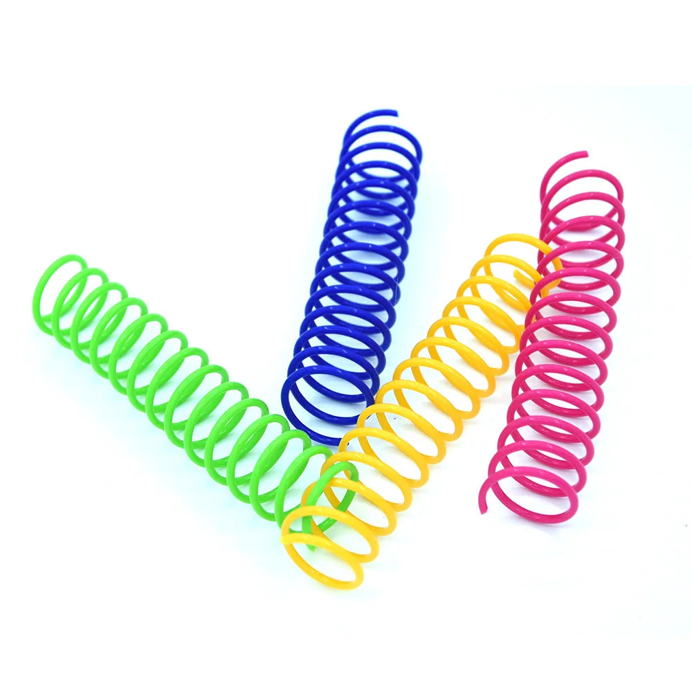 4/8/12pcs Cat Large Color Plastic Spring Toy Beating Dog Samll Toy Interactive Funny Kitten Good Supplies Accessories Home