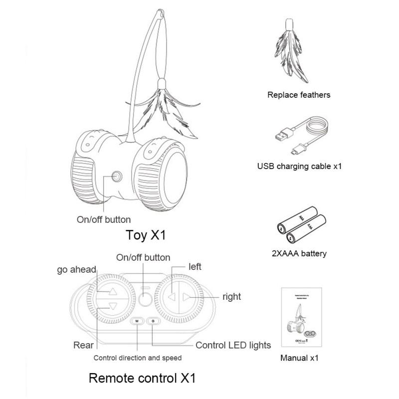 Electric Pet Smart Interactive Cat Toy Luminous Remote Control Car